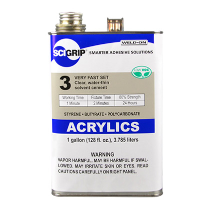 IPS Corp. SCIGRIP 3 Acrylic Plastic Cement, Solvent Based Adhesive Clear 1 gal Pail